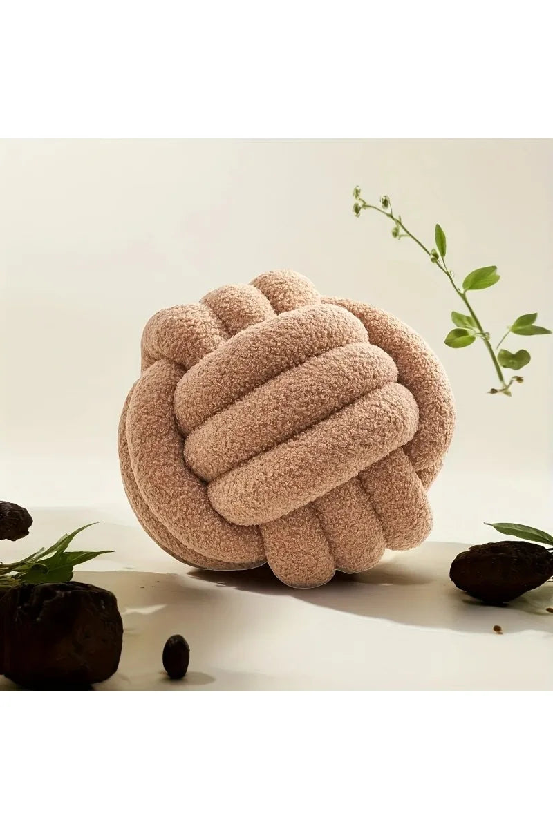 Woven Knot Ball Pillow – Round Decorative Cushion with Backrest for Sofa & Bedroom