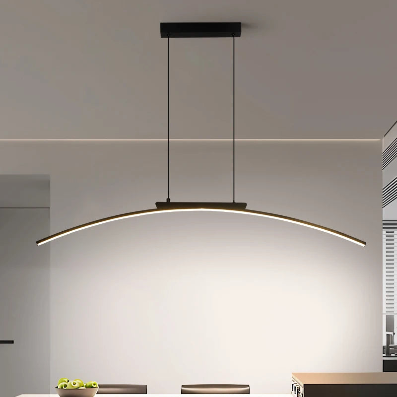 Modern LED Pendant Light – Adjustable Brightness Arc Hanging Lamp for Kitchen Island & Dining Room