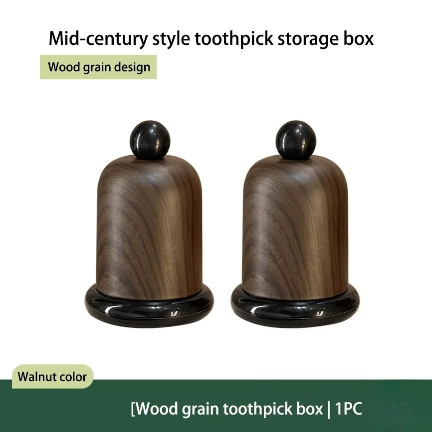 Elegant Walnut Wood Toothpick Holder – Solid Wood Ball Top Tabletop Organizer for Kitchen, Dining Room & Living Room Decor