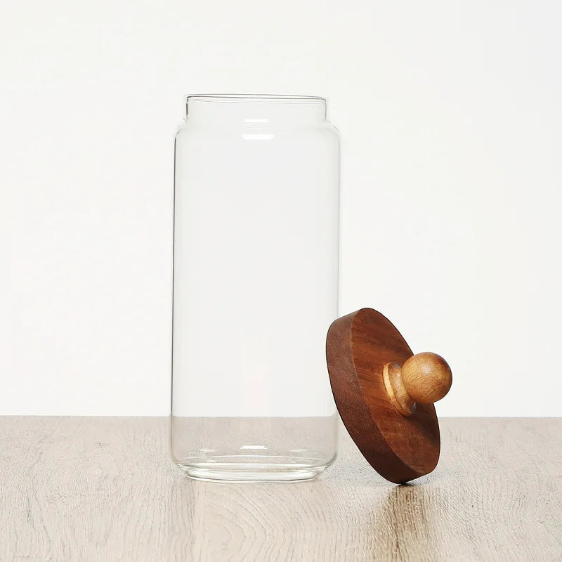 Minimalist Glass Storage Jar – Airtight Kitchen Container for Coffee, Grains, Sugar & Pantry Organization