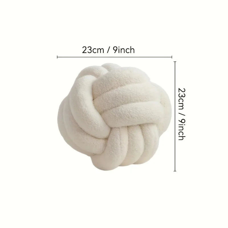Woven Knot Ball Pillow – Round Decorative Cushion with Backrest for Sofa & Bedroom