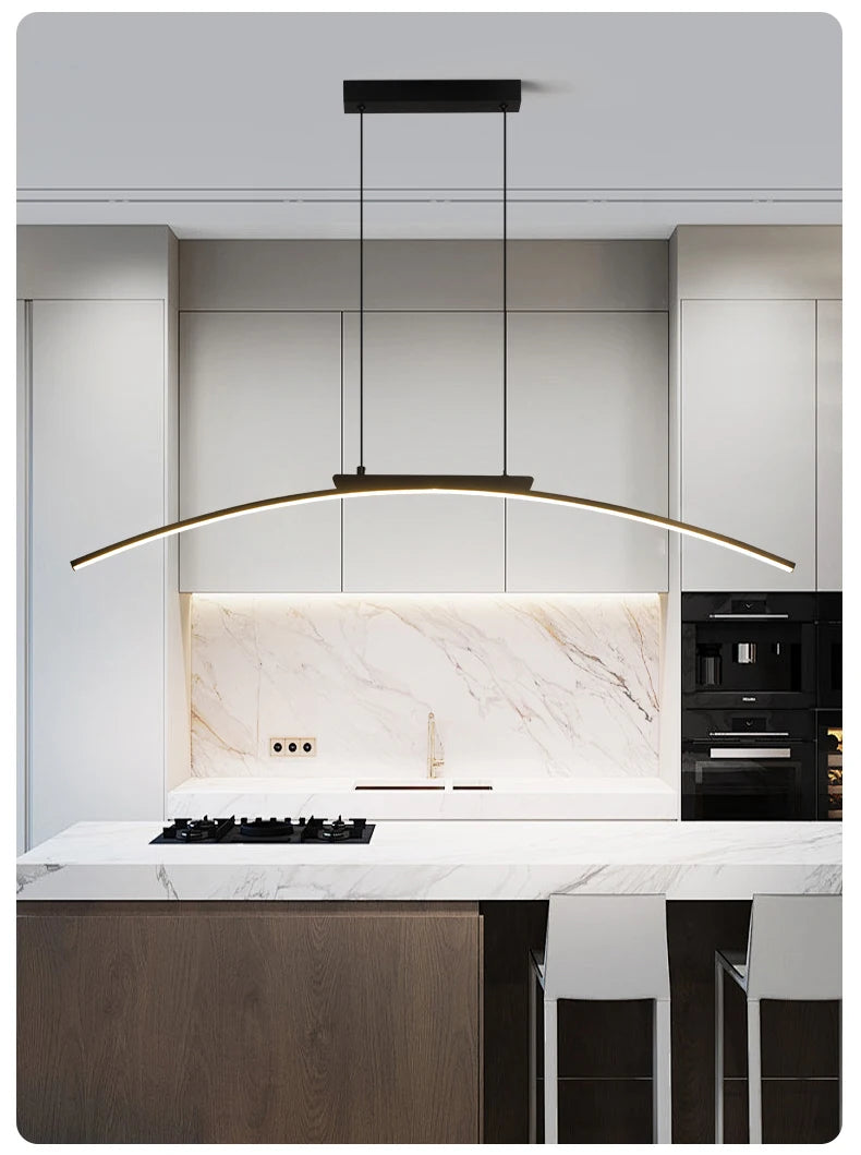 Modern LED Pendant Light – Adjustable Brightness Arc Hanging Lamp for Kitchen Island & Dining Room