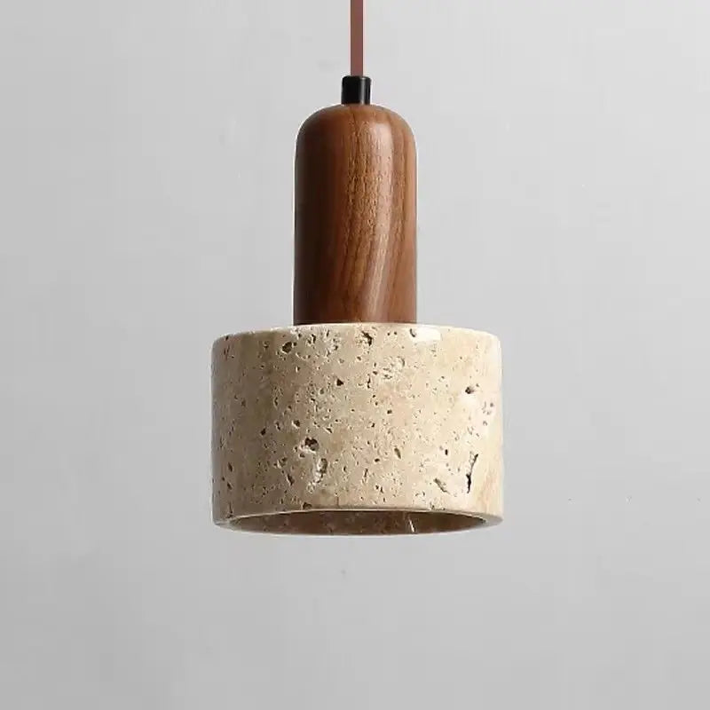 Yellow Travertine Wabi-Sabi Pendant Light – Nordic Cream Bedside & Dining Table Lamp