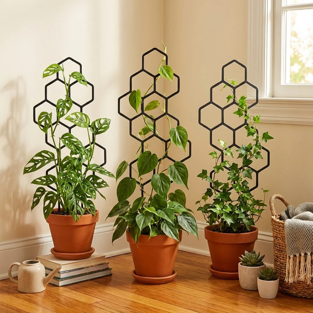 Honeycomb Plant Trellis – Rustproof Climbing Support for Potted Plants, Vines & Flowers, Indoor & Outdoor Garden Decor