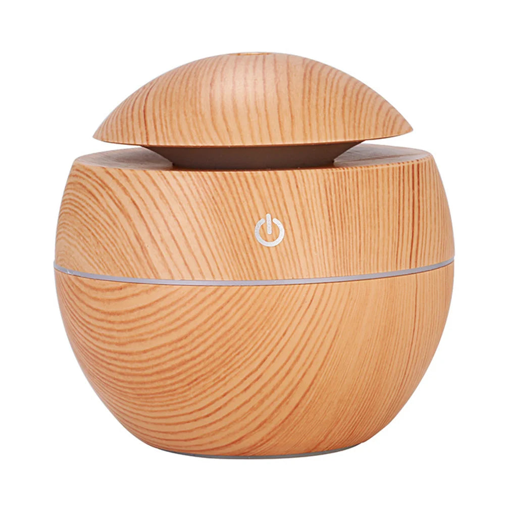 Wood Grain Ultrasonic Humidifier & Aroma Diffuser – Cool Mist Essential Oil Diffuser for Bedroom & Home