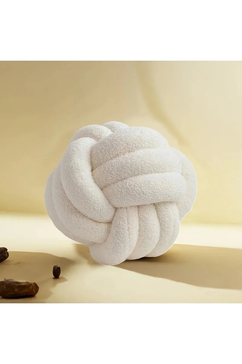 Woven Knot Ball Pillow – Round Decorative Cushion with Backrest for Sofa & Bedroom