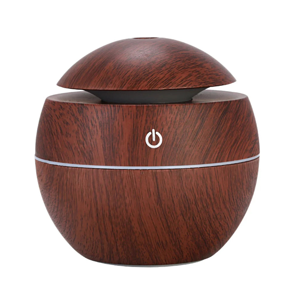 Wood Grain Ultrasonic Humidifier & Aroma Diffuser – Cool Mist Essential Oil Diffuser for Bedroom & Home