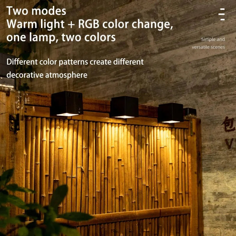 Solar LED Outdoor Wall Lights – Square Garden Fence & Courtyard Lights, Waterproof Decorative Lighting