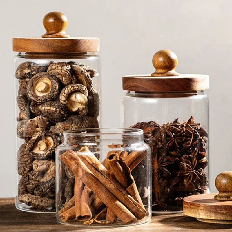 Minimalist Glass Storage Jar – Airtight Kitchen Container for Coffee, Grains, Sugar & Pantry Organization