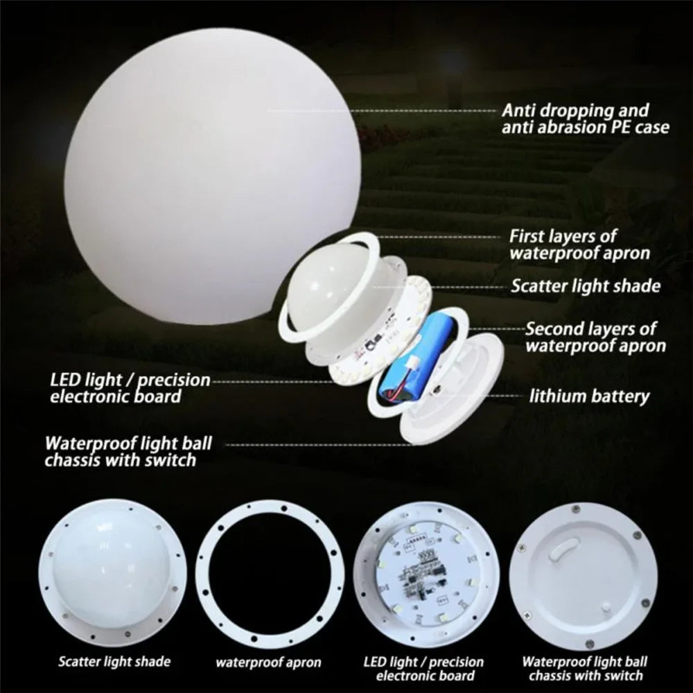 Rechargeable LED Garden Ball Light – Waterproof Outdoor Landscape Lamp for Garden & Patio