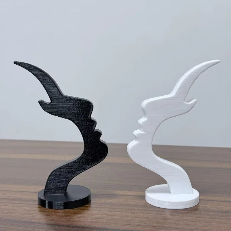 Minimalist 3D Human Face Eyeglass Holder – Modern Line Art Glasses Stand for Desk & Nightstand